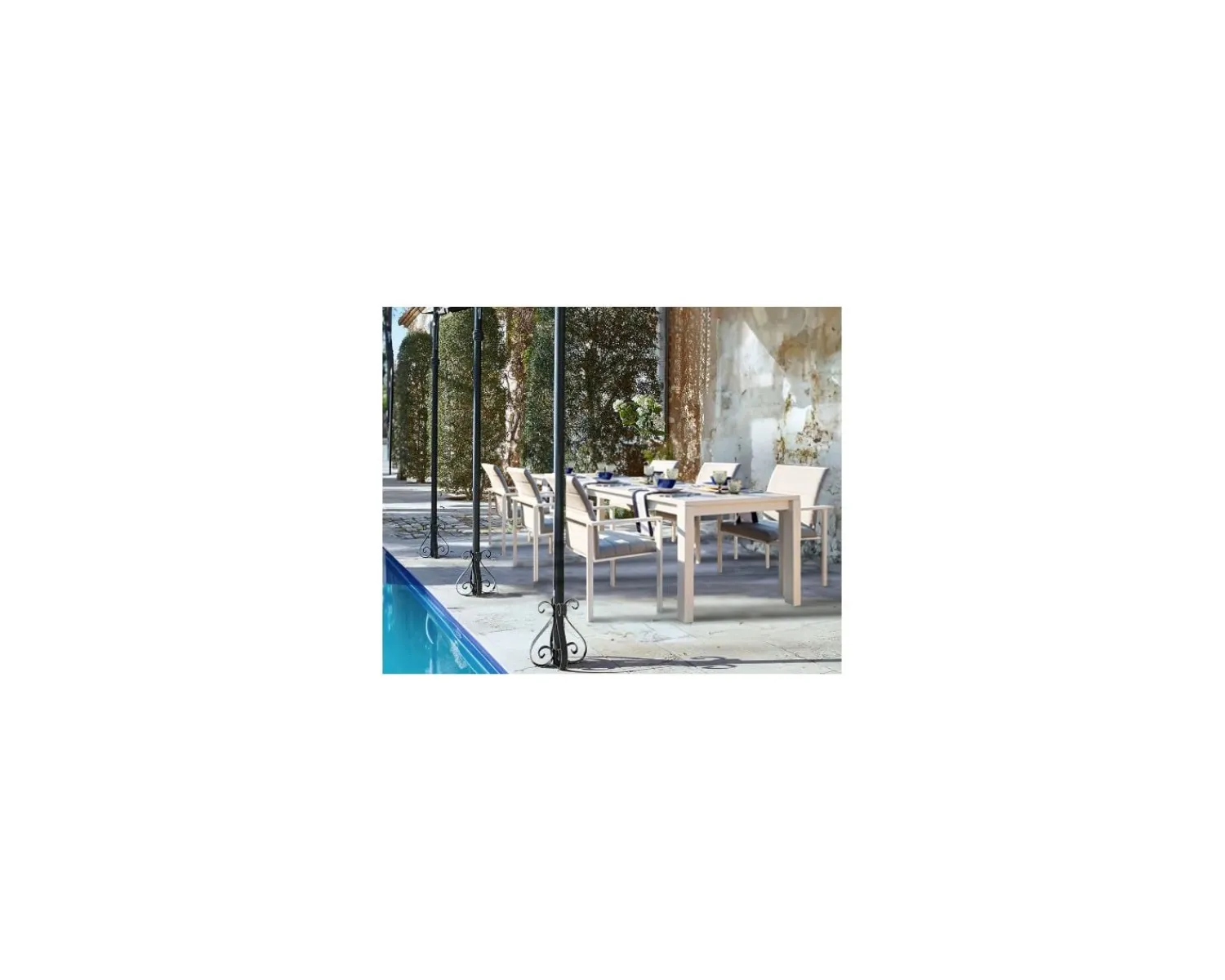 Meuble House Pergola murale 3 pieds en métal et toit arrondi "Gardénia" 3m60 x 3m Hot