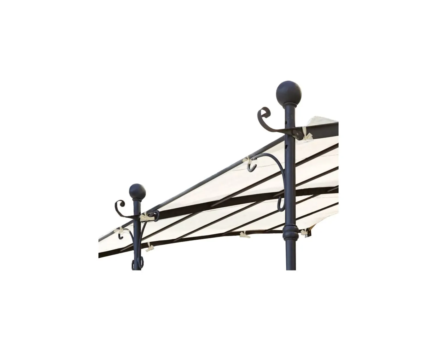 Meuble House Pergola murale 3 pieds en métal et toit arrondi "Gardénia" 3m60 x 3m Hot