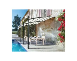 Meuble House Pergola murale 3 pieds en métal et toit arrondi