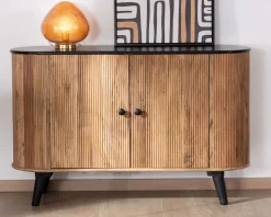 Meuble House Petit buffet 2 portes bicolore bois et noir style vintage "Boogie" New