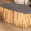 Meuble House Petite banquette en bois de teck recyclé et tissu gris "Foster" Hot