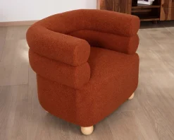 Meuble House Petite chauffeuse enveloppante design vintage "Wala" en tissu terracotta Clearance