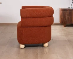 Meuble House Petite chauffeuse enveloppante design vintage "Wala" en tissu terracotta Clearance