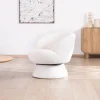 Meuble House Petite chauffeuse tournante 360° en tissu chenillé blanc "Ladoga"