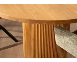Meuble House Petite table ronde 130 cm et pied central cannelé style rétro
