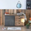 Meuble House Petite vitrine murale style industriel métal, bois massif, verre "Black Cook" Best