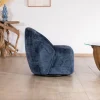 Meuble House Petit fauteuil d'appoint design épuré en tissu bleu nuit "Marylin" pivotant 360° New