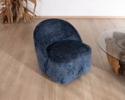 Meuble House Petit fauteuil d'appoint design épuré en tissu bleu nuit 