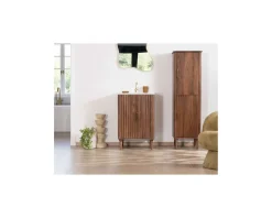 Meuble House Petit meuble sous vasque en manguier foncé "Malova" 60 cm esprit rétro chic Sale