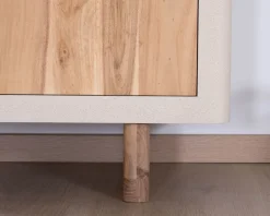 Meuble House Petit rangement design en acacia naturel et finition aspect béton sablé 