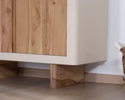 Meuble House Petit rangement design en acacia naturel et finition aspect béton sablé 