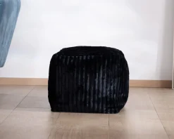 Meuble House Pouf carré en velours côtelé anthracite 