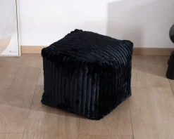 Meuble House Pouf carré en velours côtelé anthracite 