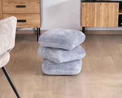 Meuble House Pouf design pivotant en tissu tramé bleu glacier à reflets lumineux « Flow » esprit scandinave Hot