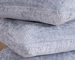 Meuble House Pouf design pivotant en tissu tramé bleu glacier à reflets lumineux « Flow » esprit scandinave Hot