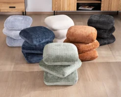 Meuble House Pouf « Flow » tournant à trois niveaux en tissu tramé gris anthracite au toucher doux Clearance