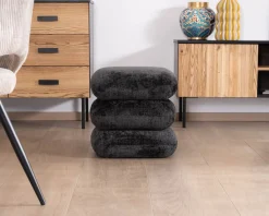 Meuble House Pouf « Flow » tournant à trois niveaux en tissu tramé gris anthracite au toucher doux Clearance