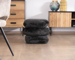 Meuble House Pouf « Flow » tournant à trois niveaux en tissu tramé gris anthracite au toucher doux Clearance