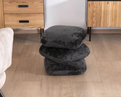 Meuble House Pouf « Flow » tournant à trois niveaux en tissu tramé gris anthracite au toucher doux Clearance