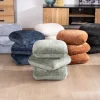 Meuble House Pouf pivotant « Flow » style contemporain en tissu tramé écru à reflets soyeux Discount