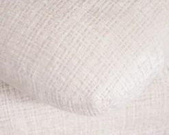 Meuble House Pouf pivotant « Flow » style contemporain en tissu tramé écru à reflets soyeux Discount