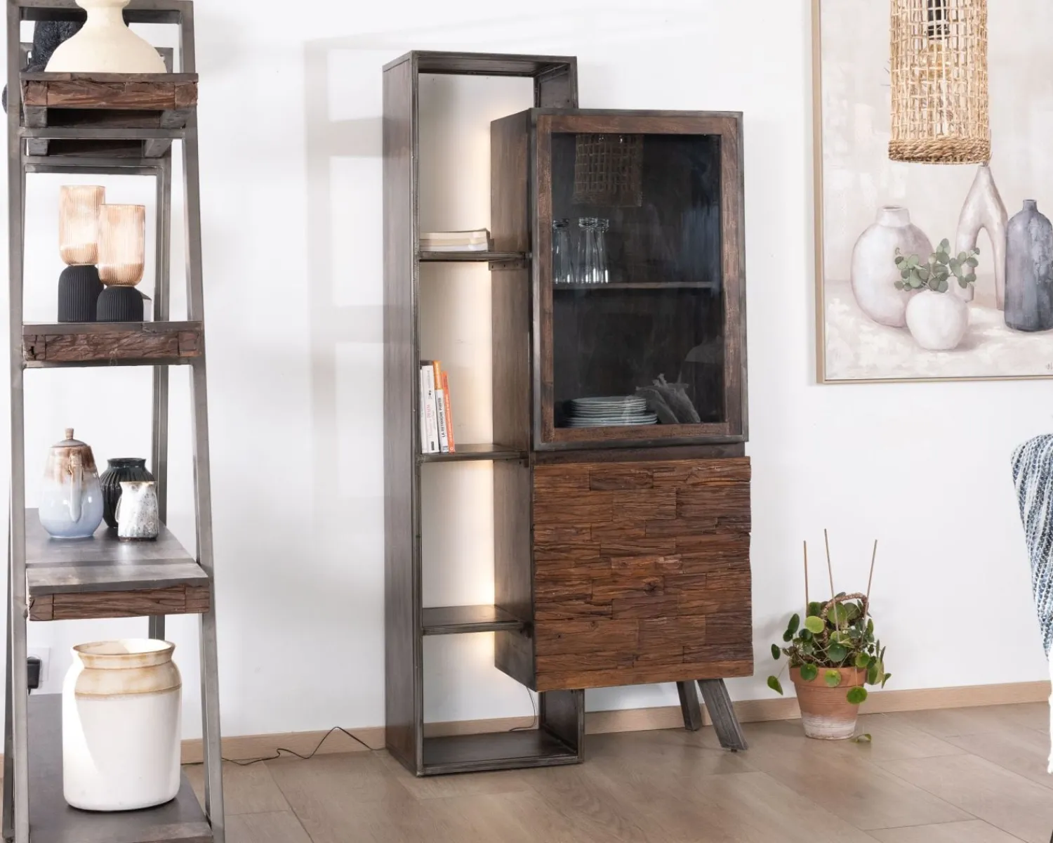 Meuble House Rangement design en bois et métal "Crescendo" avec éclairage LEDs Hot