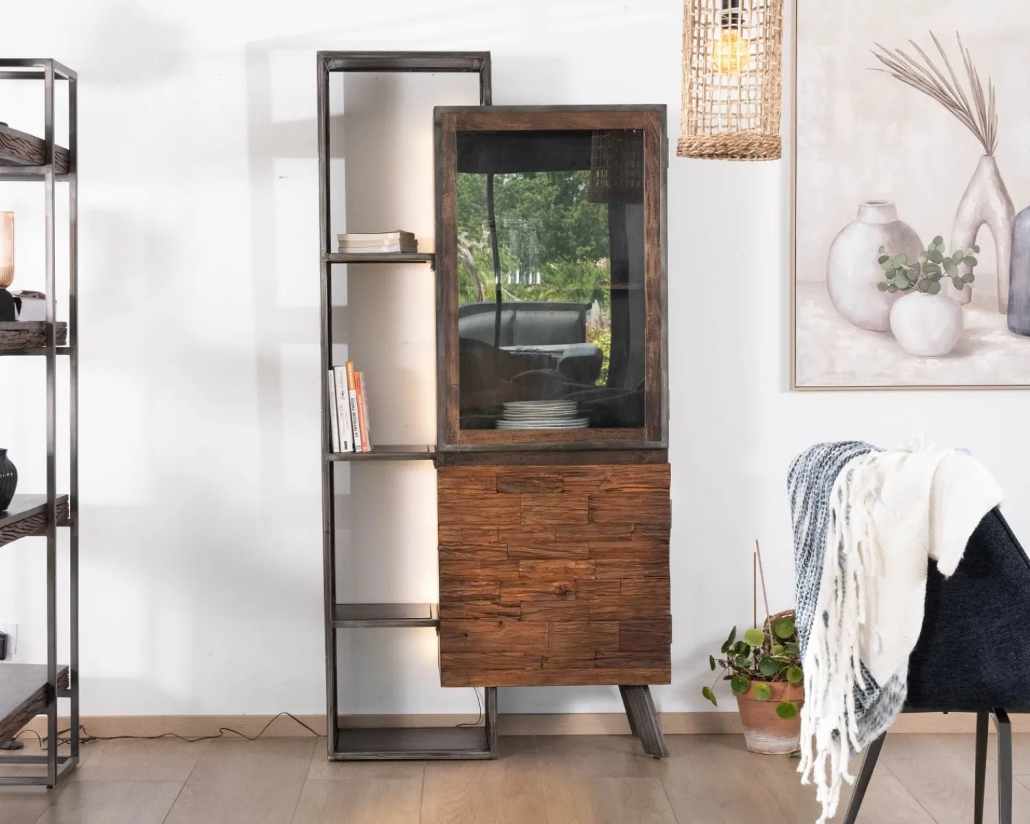 Meuble House Rangement design en bois et métal "Crescendo" avec éclairage LEDs Hot