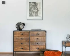 Meuble House Rangements à tiroirs en bois et métal style commode d’antiquaire "Emil"