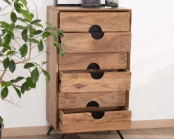 Meuble House Rangement vertical en acacia 6 tiroirs 
