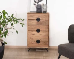 Meuble House Rangement vertical en acacia 6 tiroirs 