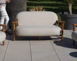 Meuble House Salon de jardin 3 pièces "Aristochair" en teck tissu d'extérieur blanc cassé Online