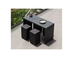 Meuble House Table bar et 6 tabourets extérieurs en tissu Sunbrella "Java Island"