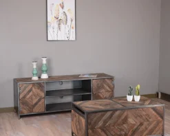 Meuble House Table basse bar métal et bois industriel 100cm 