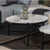 Meuble House Table basse blanche et noire, céramique et alu, diam.80 "Lazy Beach" Hot