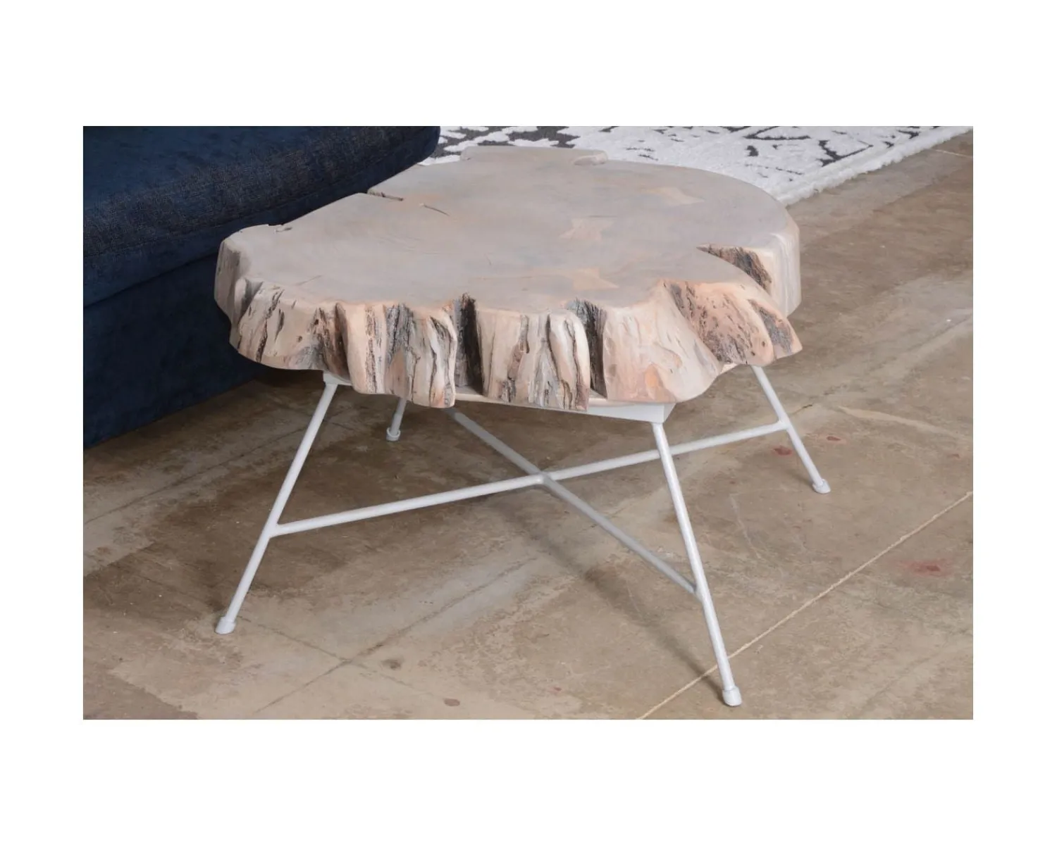 Meuble House Table basse bois tronc pied metal "Nervure" Sale
