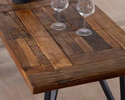 Meuble House Table basse 120cm en bois massif recyclé et pieds métal noir "Cidade" Discount