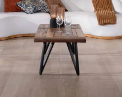 Meuble House Table basse 120cm en bois massif recyclé et pieds métal noir 