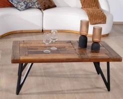 Meuble House Table basse 120cm en bois massif recyclé et pieds métal noir 