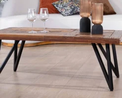 Meuble House Table basse 120cm en bois massif recyclé et pieds métal noir 