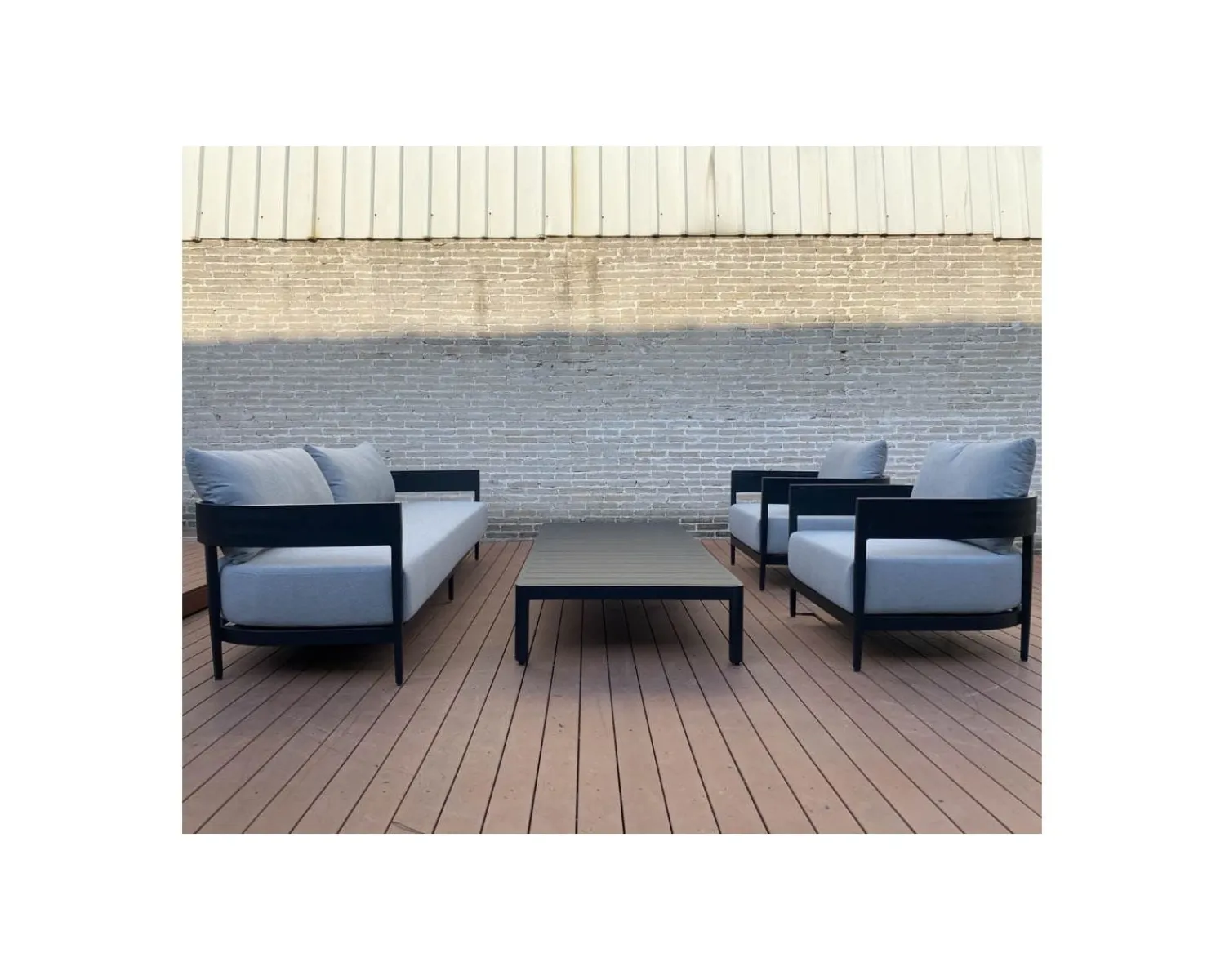 Meuble House Table basse contemporaine aluminium anthracite "Blois" spécial jardin Clearance