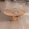 Meuble House Table basse design en acacia massif ronde avec pied boule "Voluto" Online