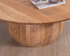 Meuble House Table basse design en acacia massif ronde avec pied boule
