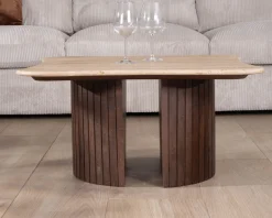 Meuble House Table basse design en travertin et manguier