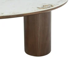 Meuble House Table basse design forme organique "Oria" plateau céramique et pieds cylindres teinte noyer Online
