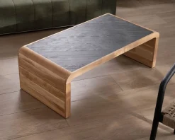 Meuble House Table basse design retro avec plateau placage pierre "Pikto" Clearance