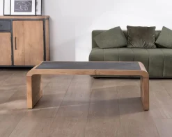 Meuble House Table basse design retro avec plateau placage pierre