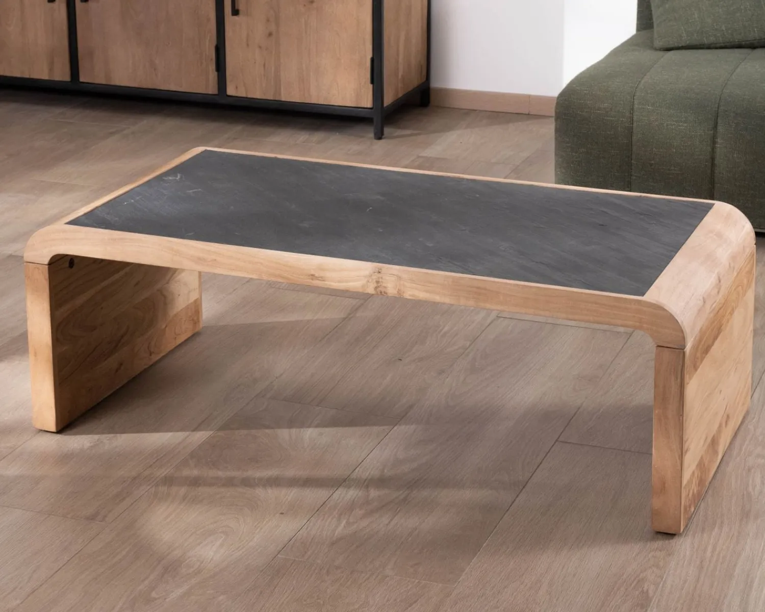 Meuble House Table basse design retro avec plateau placage pierre "Pikto" Clearance