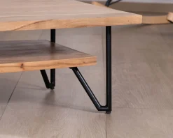 Meuble House Table basse double plateau forme bateau en acacia massif "Zen Black" Outlet