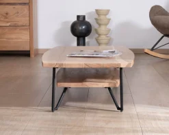 Meuble House Table basse double plateau forme bateau en acacia massif 