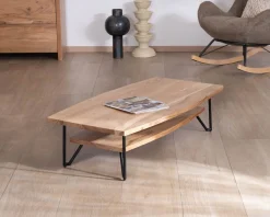 Meuble House Table basse double plateau forme bateau en acacia massif 